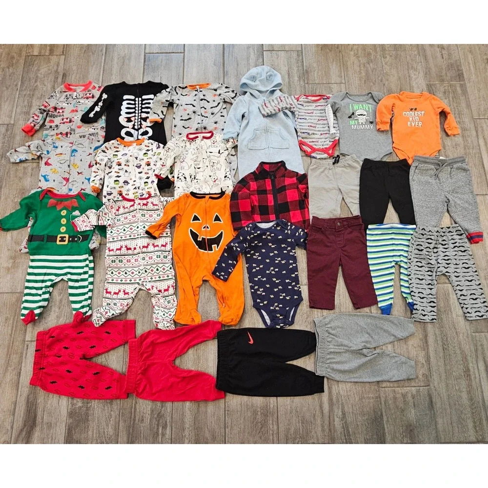 Baby Boy Clothing Lot of 25 Size 6-9M Holiday Christmas Halloween Pants L/S